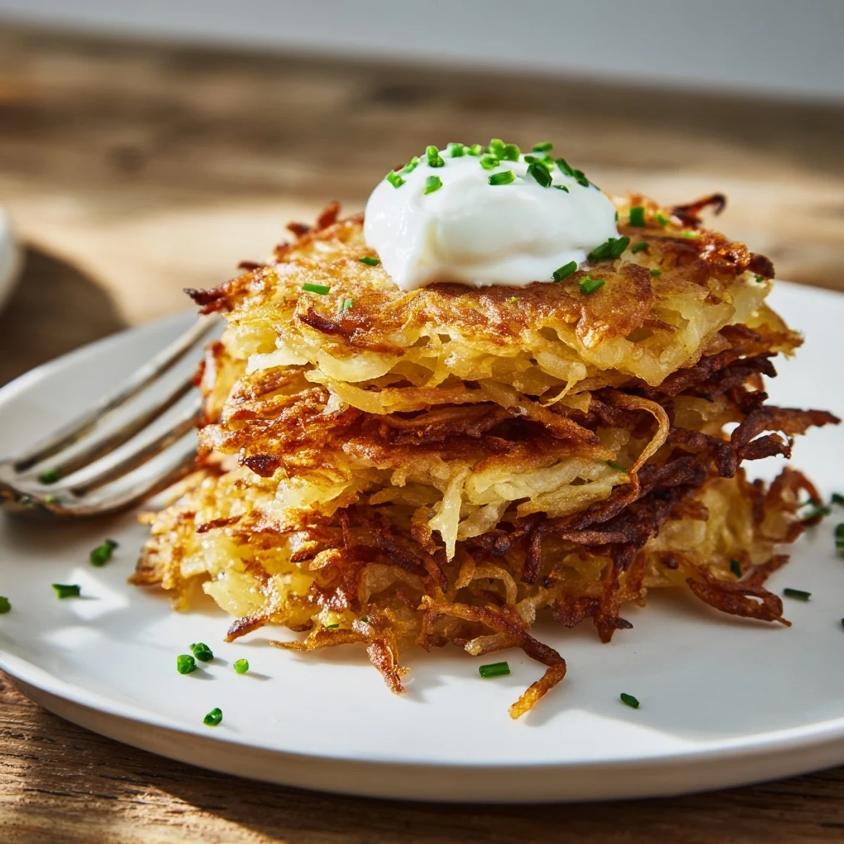 Kartoffel Pfannkuchen mit Sauerrahm