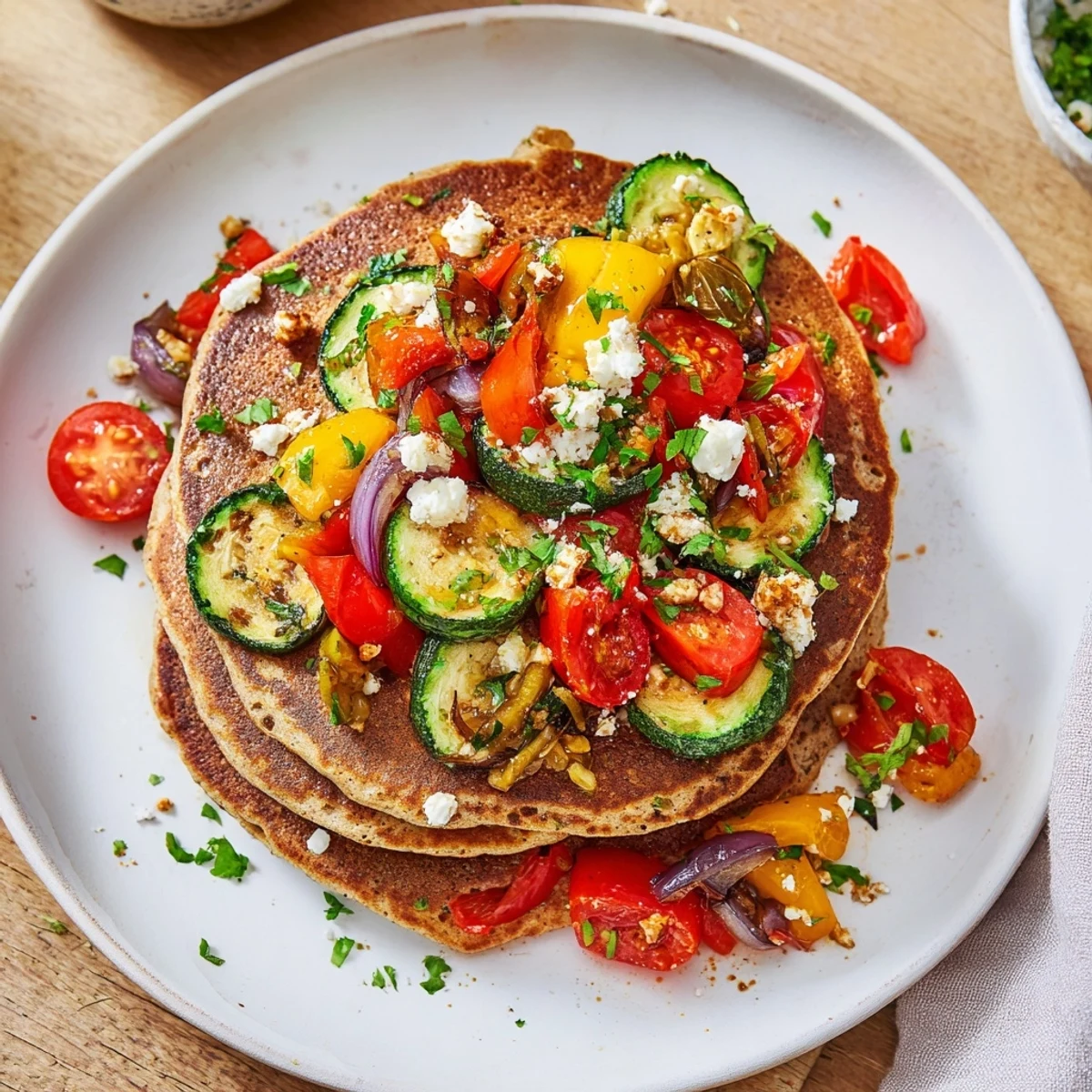 Herzhafte Buchweizen Pfannkuchen Gemüse