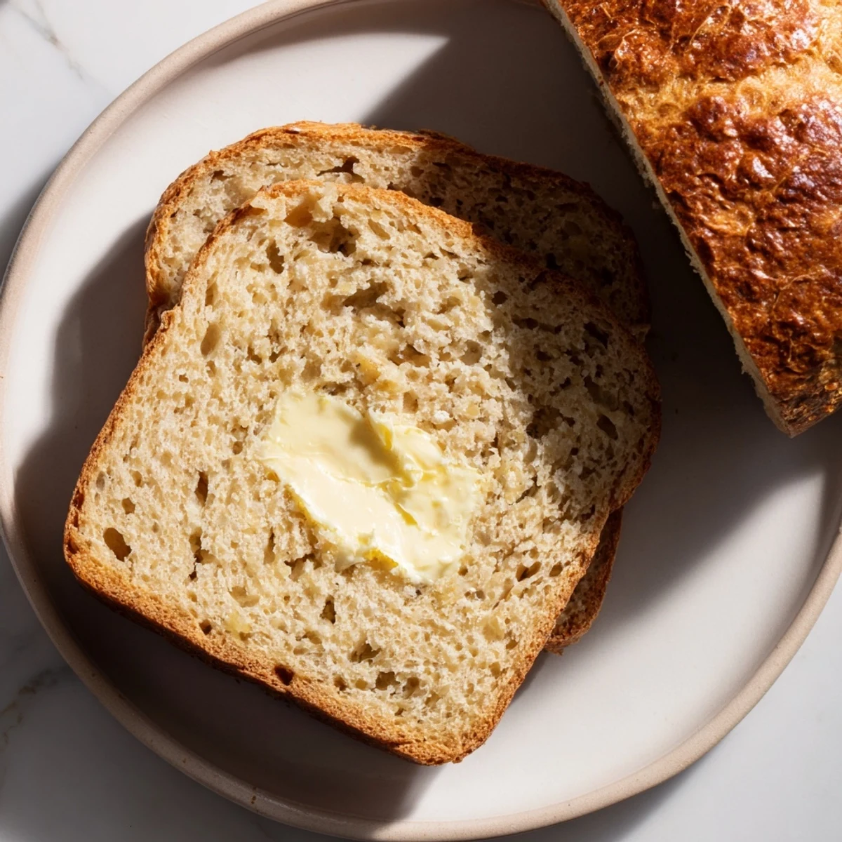 A freshly baked Beer Bread Family Loaf, boasting a golden crust, ready to slice and enjoy.