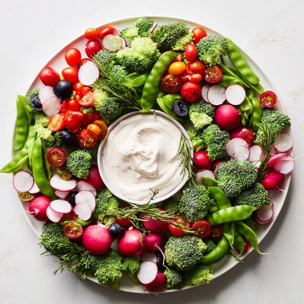 Festlicher Gemüse Kranz Dip