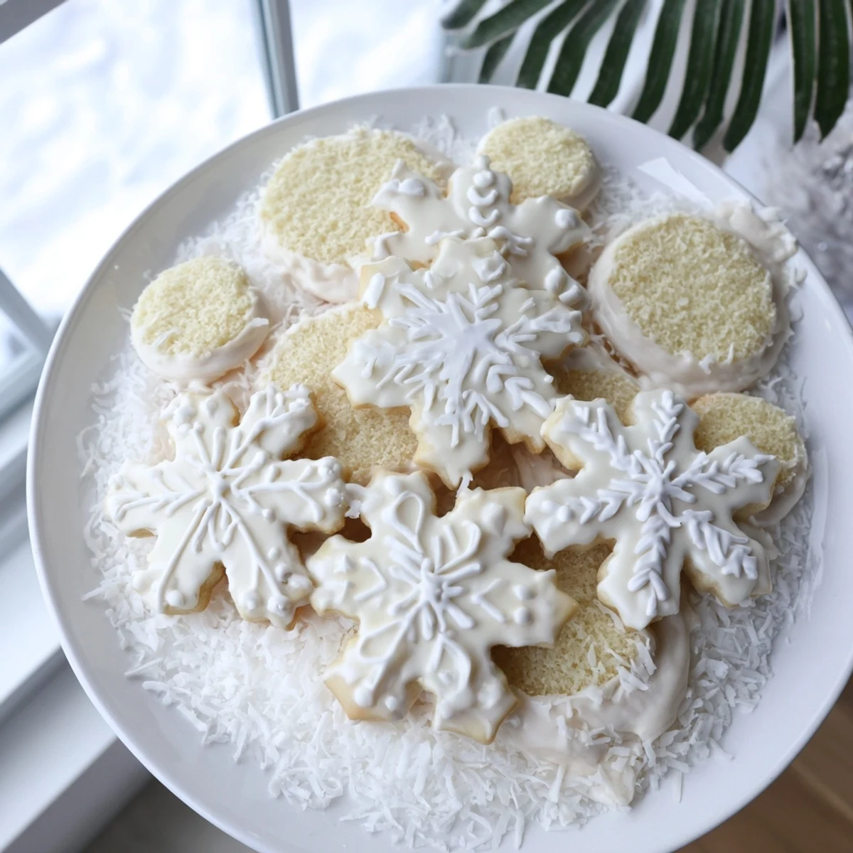 This Snowflake Dessert Board features white chocolate and berries, perfect for a holiday party spread.