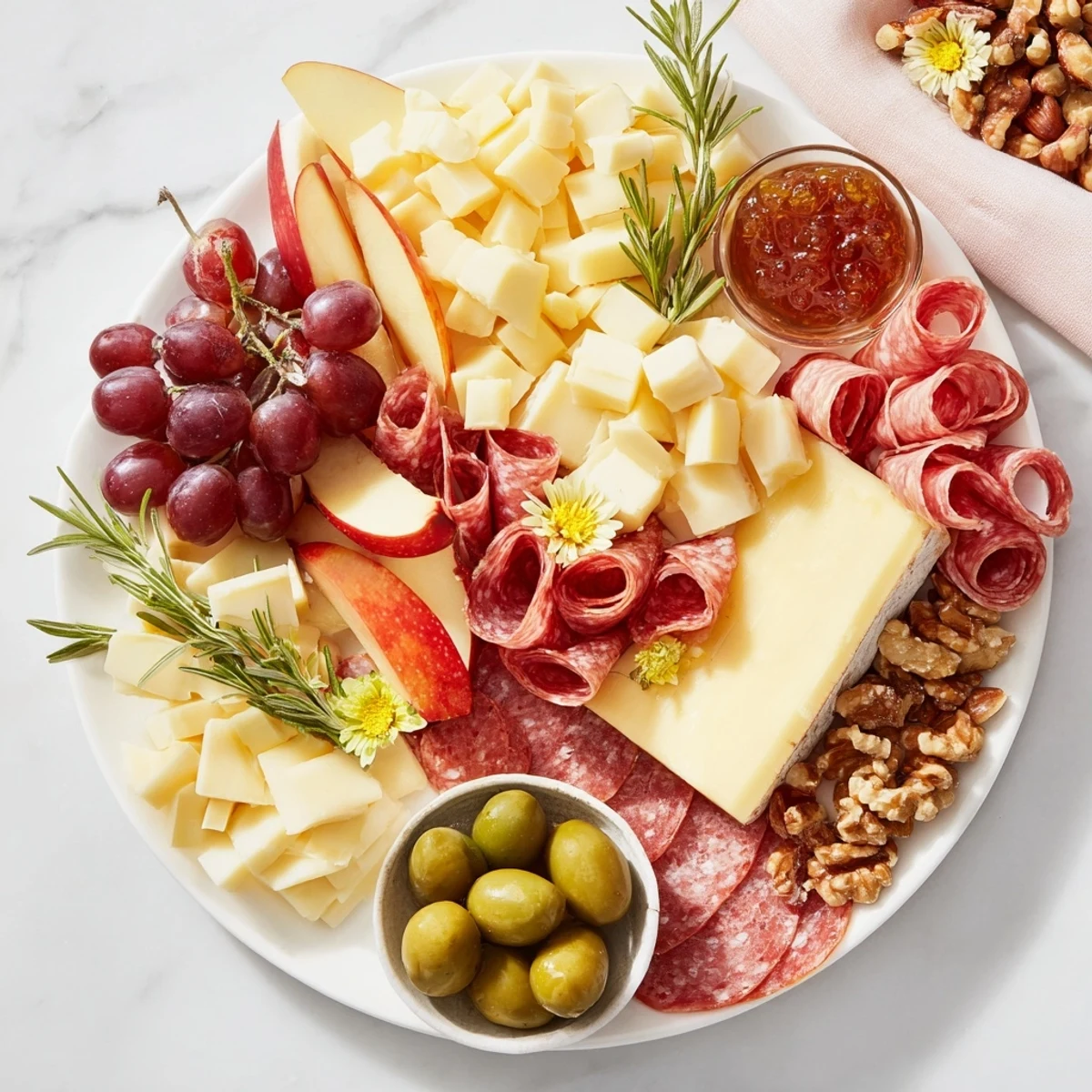 Festive star-shaped appetizer board overflowing with cheeses, meats, fruit, and nuts, perfect for holiday gatherings.