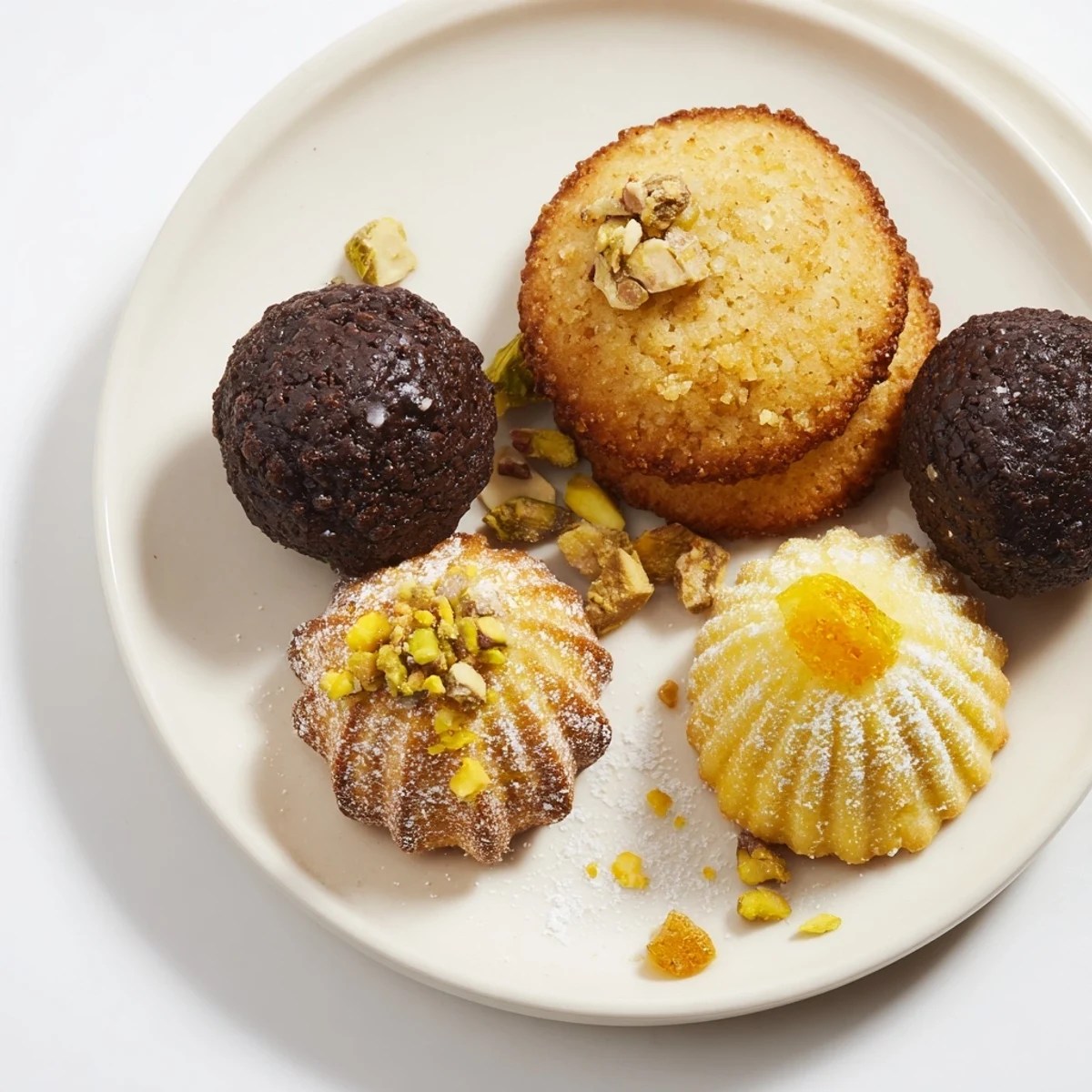 A platter of festive Mignardises Bonne Année 2026, bite-sized French pastries perfect for sharing.
