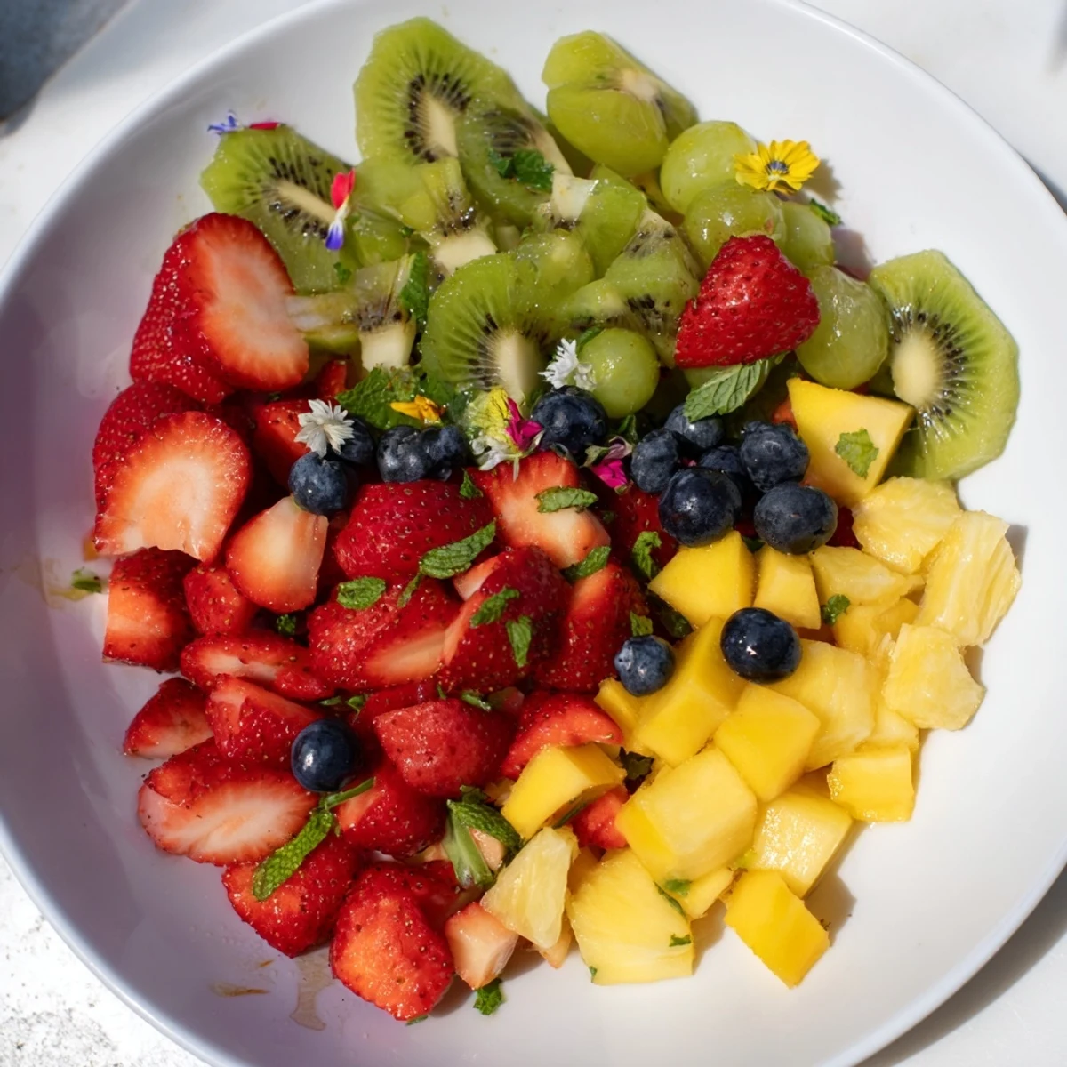 Refreshing Festive Bow Fruit Medley, a colorful array of fresh fruits tossed, perfect for summer.