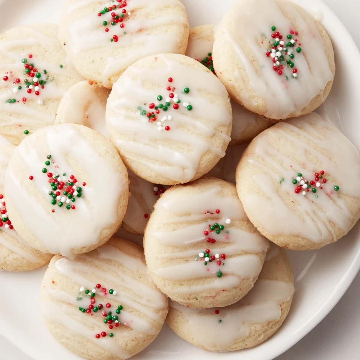 Golden Holiday Cookies with Icing Drizzle, offering a delightful taste with a sweet, festive look.