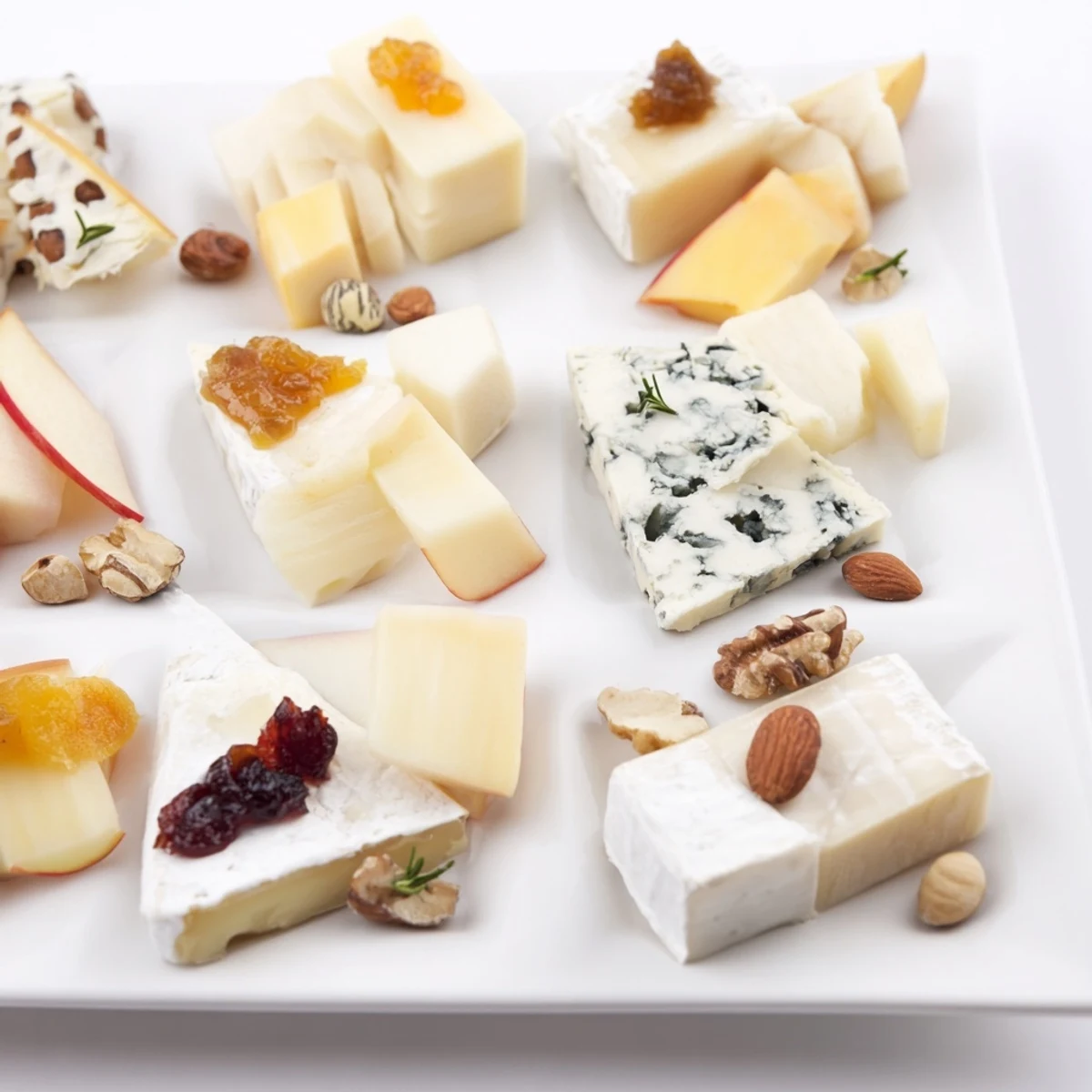 This festive Twelve Days of Cheese Board is ready for a holiday celebration with various cheeses and accompaniments.