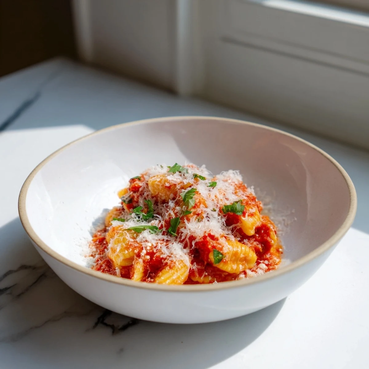 Fragrant one-pot garlic butter ditalini pasta, a comforting creamy dish with fresh parsley garnish.