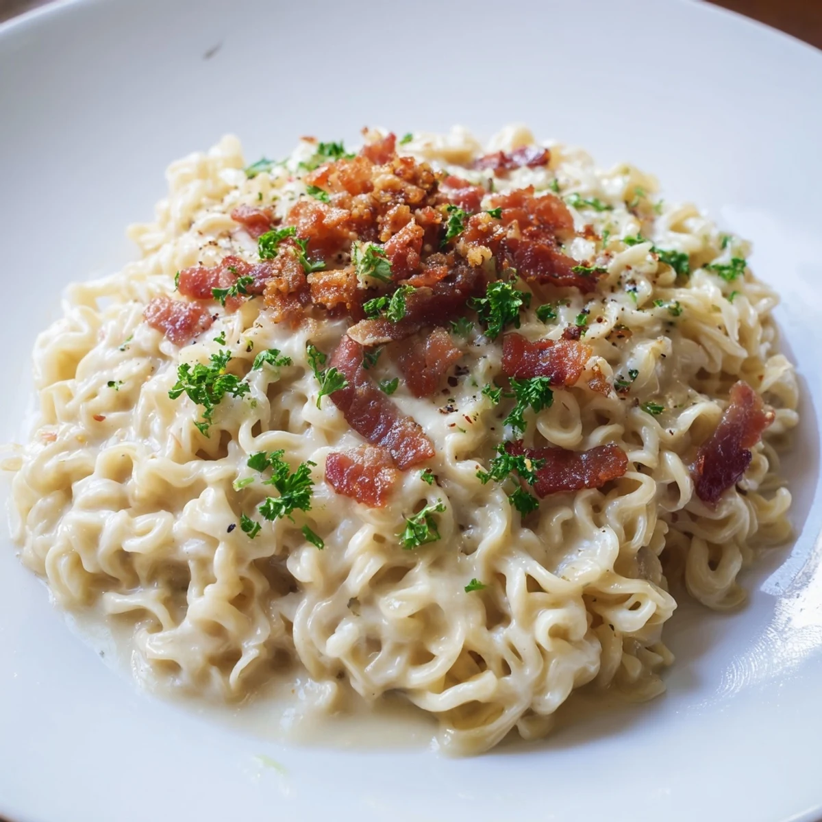 Ramen Carbonara Hack Gericht
