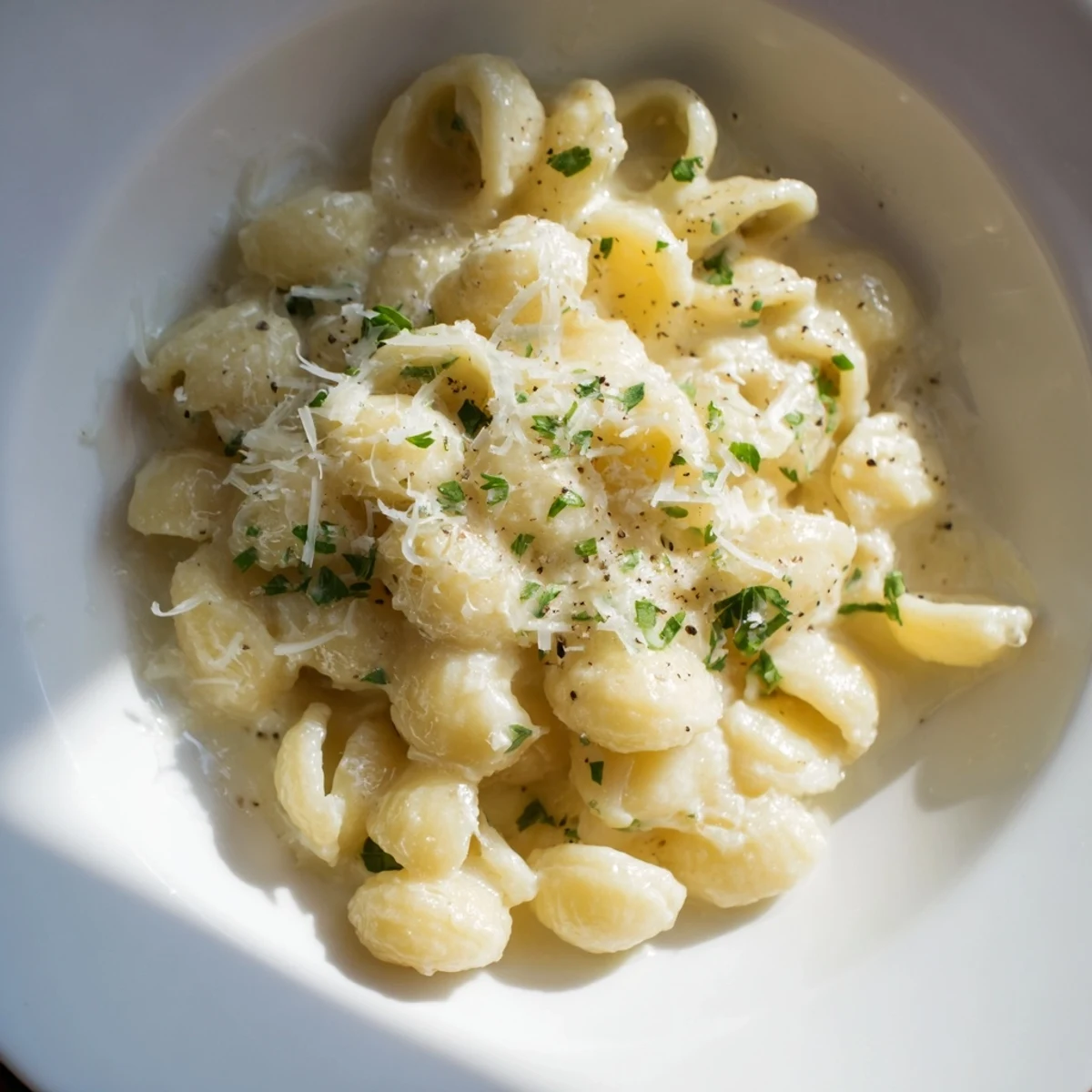 A steaming bowl of 15-Minute Creamy Garlic Butter Ditalini, a quick, comforting Italian pasta dish.