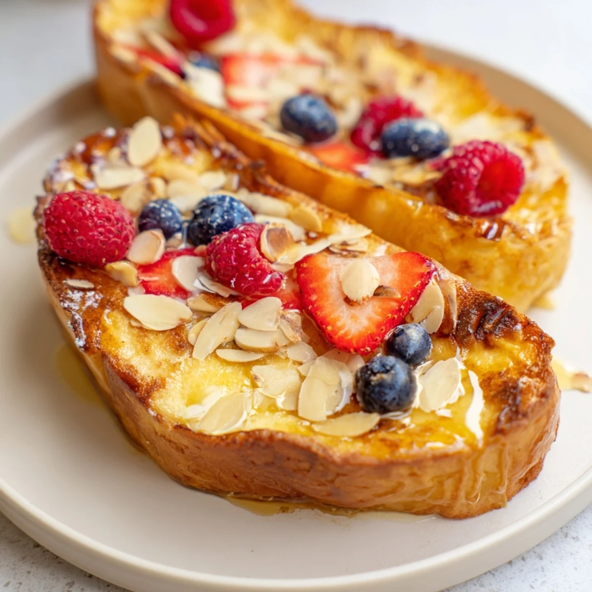 A close-up of warm, homemade Custard Toast, ideal for a sweet brunch treat.