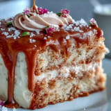 Festlicher Rosé Velvet Cake mit cremigem Frosting, dekoriert mit fließendem Gold.