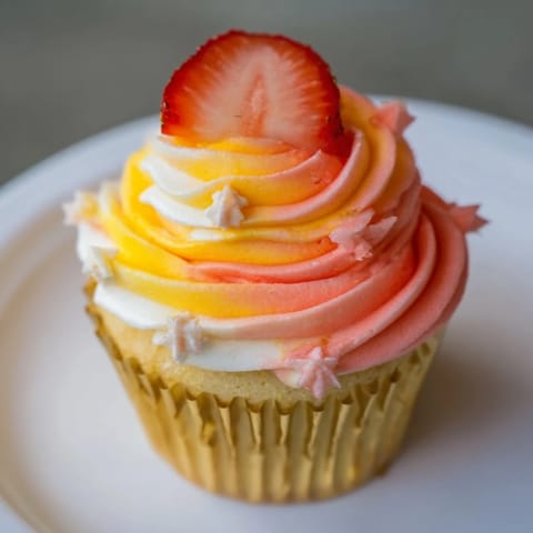 Mango Strawberry Sunset Cupcakes