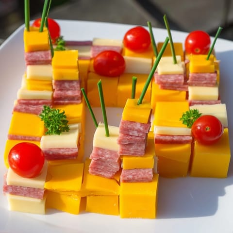 Checkerboard Chalet Käse Fleisch