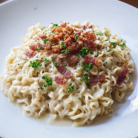 Ramen Carbonara Hack Gericht