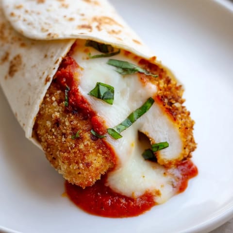 Here are 3 unique, SEO-optimized ALT image texts for the Crispy Chicken Parm Wrap, translated into German: