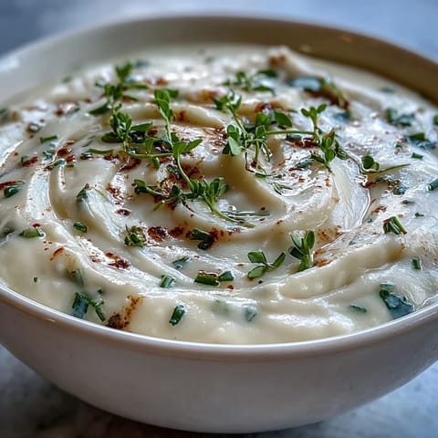 Samtige Sellerieknollensuppe, elegant garniert, perfekt für ein anspruchsvolles Abendessen.