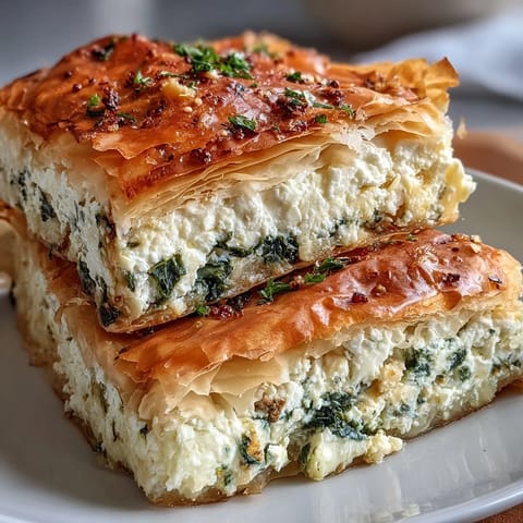 A freshly baked Feta and Kale Börek tart sits beside a green salad for a light vegetarian lunch.  