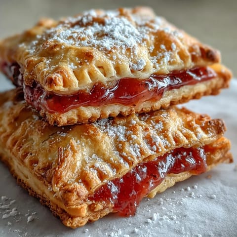 Frisch gebackene Guava Cheese Pop Tarts mit rosa Zuckerguss und Seidenpapier