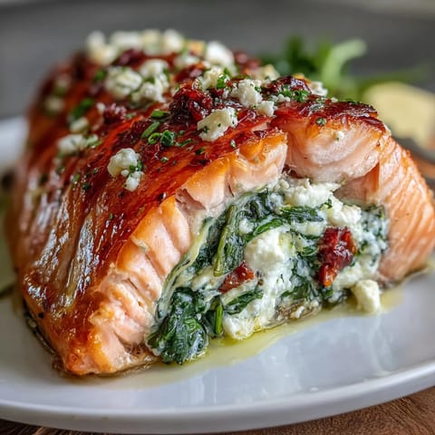 Gefüllter Lachs mit Spinat