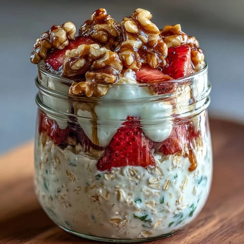 Overnight Oats Erdbeeren Walnuss