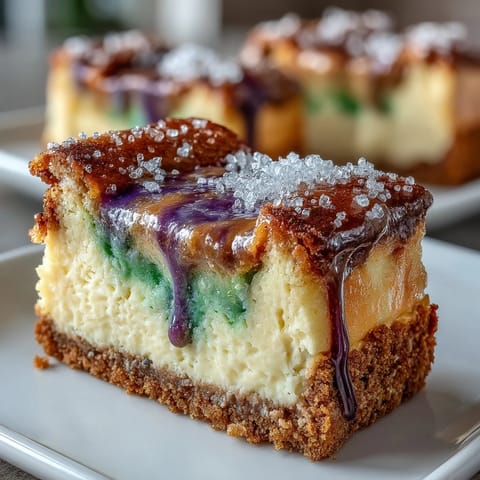 King Cake Cheesecake Bars