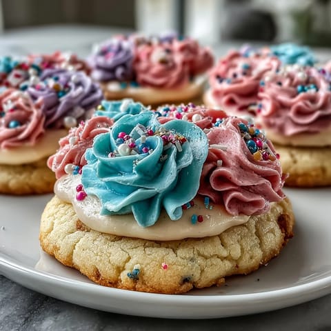 Zarte, blumenförmige Butterkekse mit zarter pastellfarbener Royal Icing, ideal für Baby-Shower oder Frühlingsfeiern.