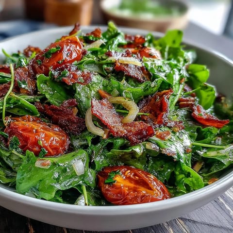 Frische Salat aus Löwenzahnblättern mit zitronigem Dressing und Parmesan.  
