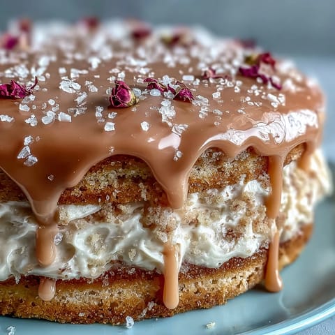 Zartrosa Bridal Shower Rosé Velvet Cake mit schimmerndem Goldtropfen-Finish.