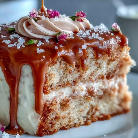 Festlicher Rosé Velvet Cake mit cremigem Frosting, dekoriert mit fließendem Gold.
