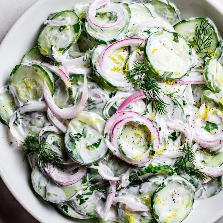 Creamy Cold Cucumber-Dill Salad with Yogurt, a vibrant summer dish with fresh herbs.