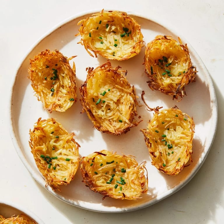 Imagine a plate of Swiss-inspired crispy potato rösti boats, perfect for a flavorful appetizer.