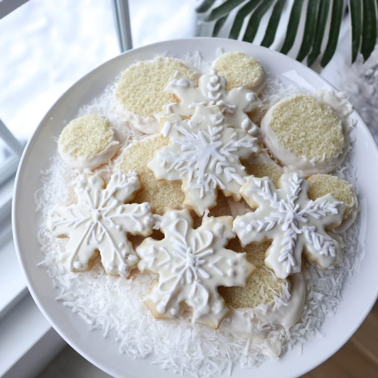 This Snowflake Dessert Board features white chocolate and berries, perfect for a holiday party spread.