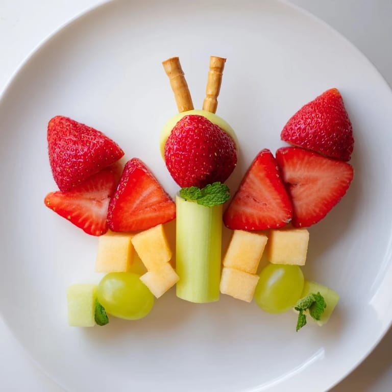 This butterfly-shaped Butterfly Fruit Tray features a selection of fresh, colorful fruits ready to enjoy.