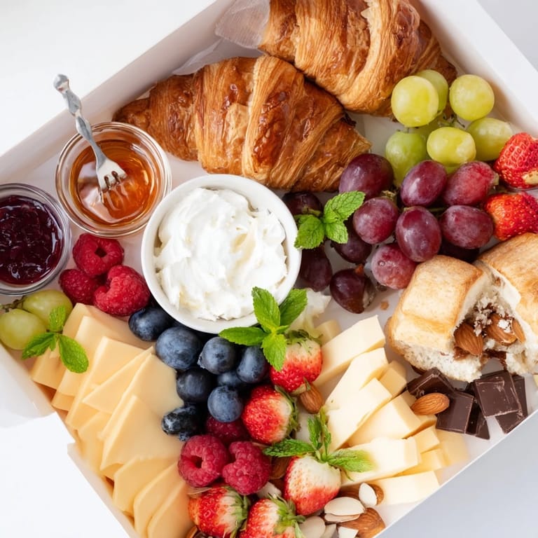 A tantalizing Gift Box Brunch Board Delight, a colorful spread perfect for a delightful brunch occasion.