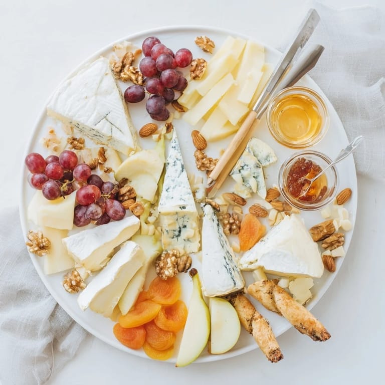 Vibrant photo: the cheese platter Cœur Passion boasts a beautiful arrangement of cheeses, fruits, and tasty accompaniments.