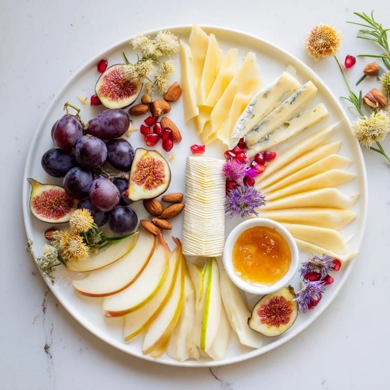 Artisanal cheeses arranged in a star pattern, part of a festive Star of Bethlehem cheese board.