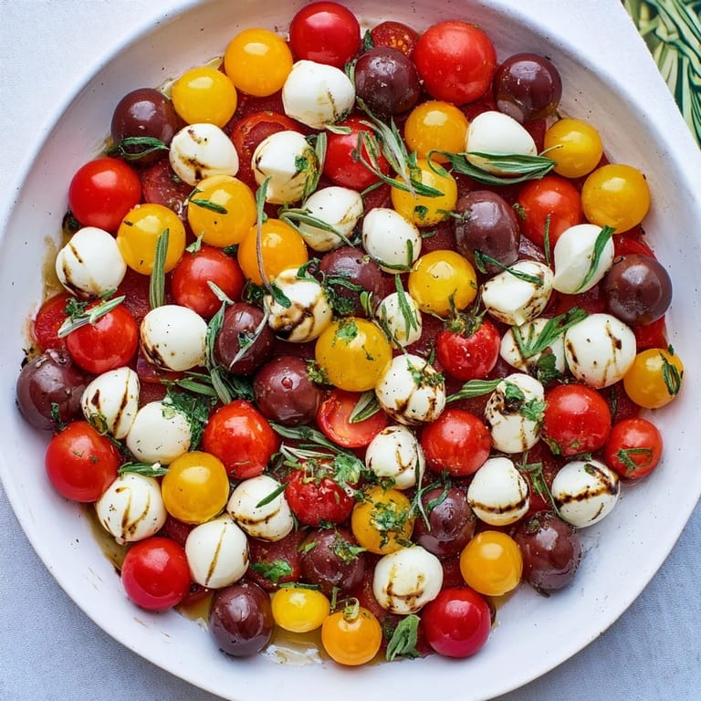 Vibrant close-up of the appetizer wreath: olives, tomatoes, and mozzarella, ready to serve with friends.