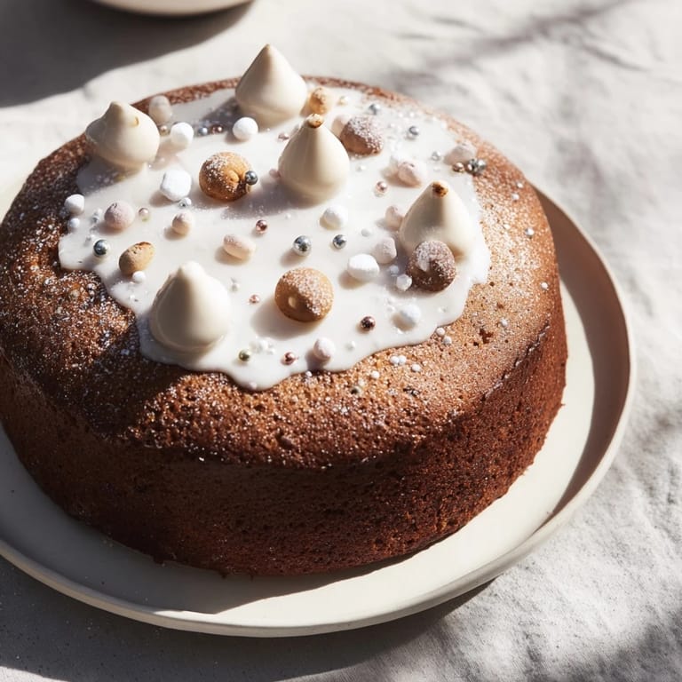 This homemade gingerbread house frame, complete with candy and icing, looks delicious and inviting.