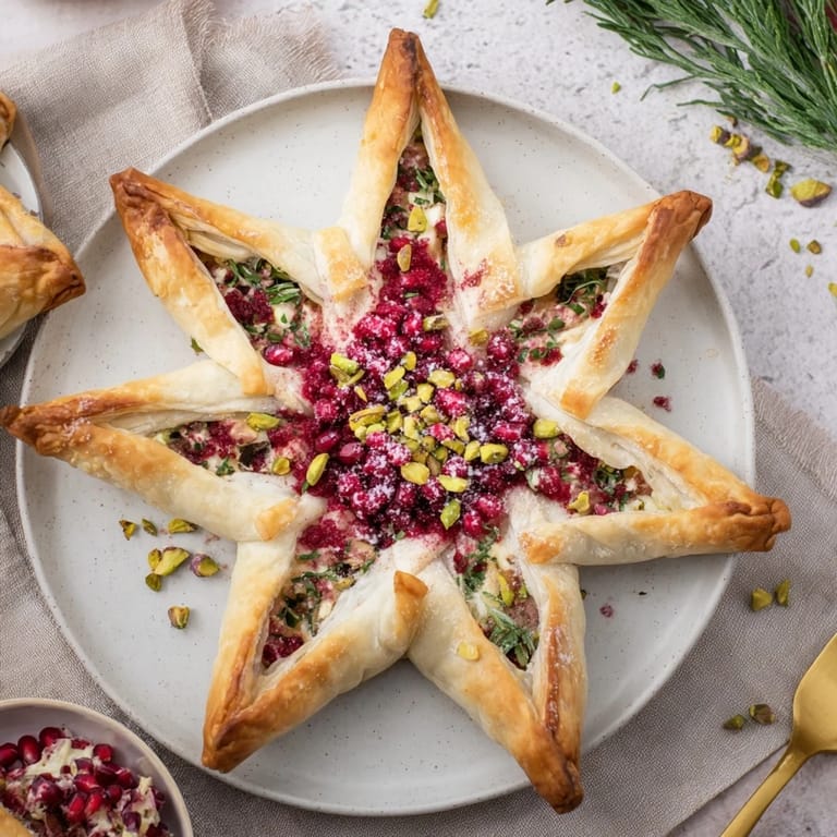 Warm and inviting, a freshly baked Cranberry Christmas Star appetizer on a serving platter.