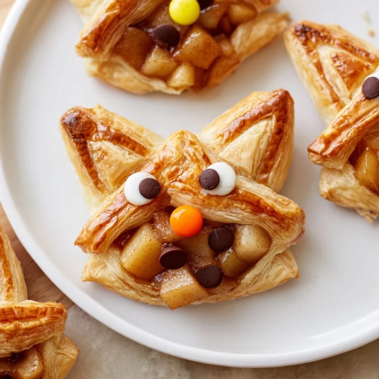 These adorable Autumn Harvest Fox-Shaped Bites, with chocolate chip eyes and candy noses, are perfect for fall.