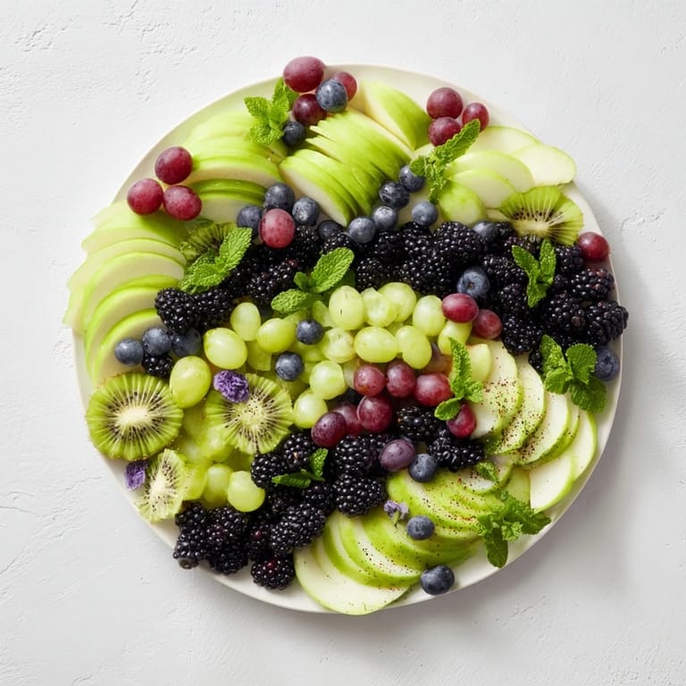 The Aurora Borealis Sweep: A close-up view of fresh fruit arranged like shimmering Northern Lights.