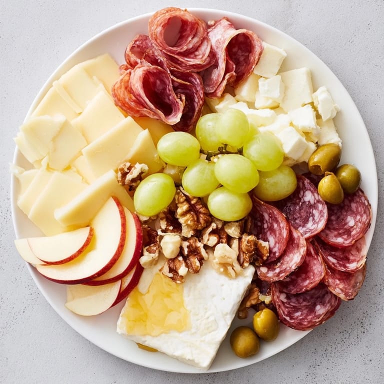 A quick Charcuterie Snack Board presents savory meats next to creamy cheeses, ready for a relaxed girl's dinner.