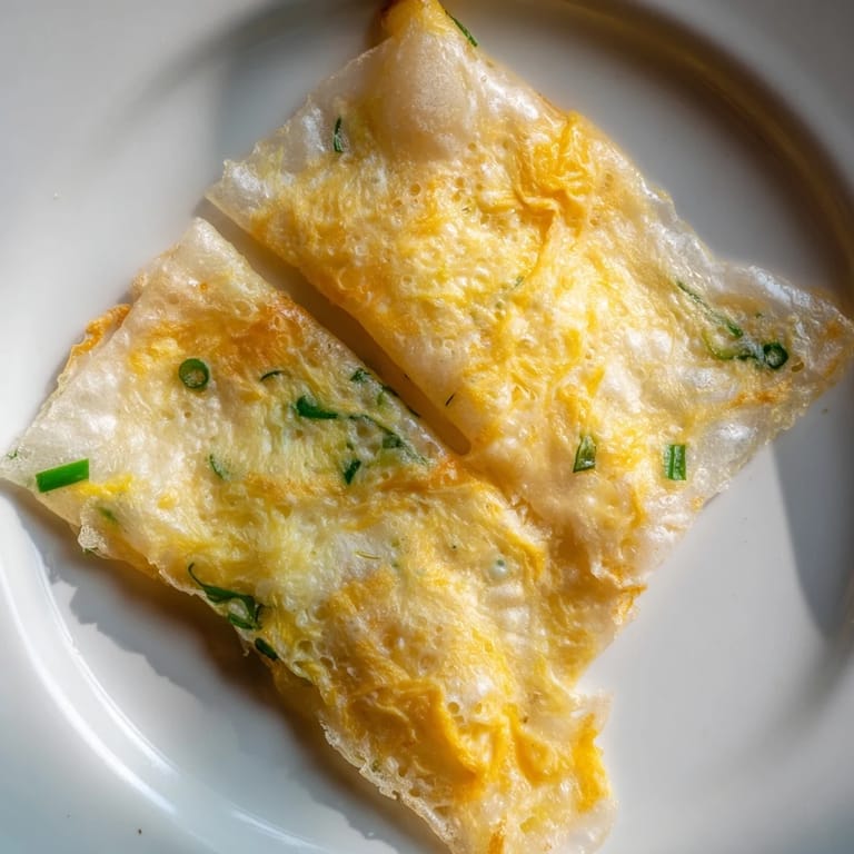 Close-up of a warm, cheesy Rice Paper Egg & Cheese Fold ready to be enjoyed.