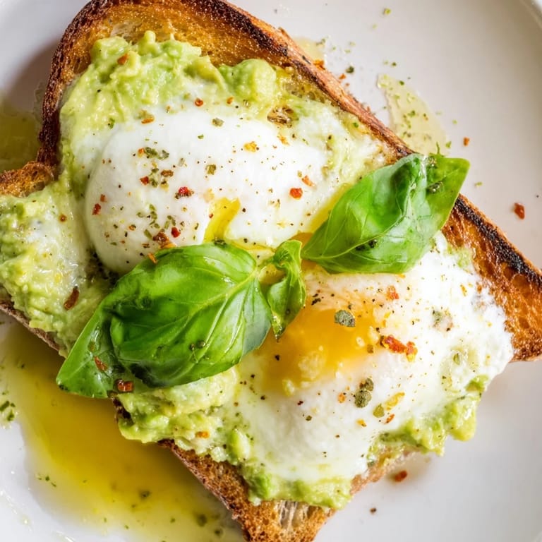 Dieser warme Avocado Mozzarella Tartine zeigt geschmolzenen Käse auf goldenem Brot mit roten Pfefferflocken.
