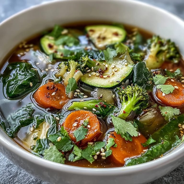 Ein leuchtendes collagen-boosting broth bowl mit weichem Gemüse und würziger Kurkuma-Ingwer-Brühe dampfend.