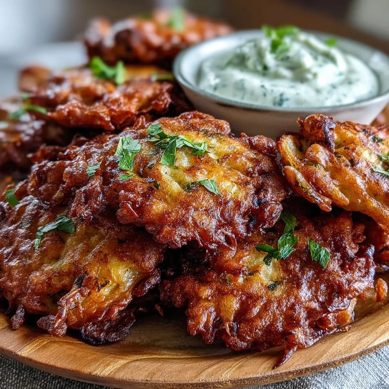 Genieße diese vegetarischen Cauliflower Bhajis und dazu den erfrischenden Joghurt-Dip.