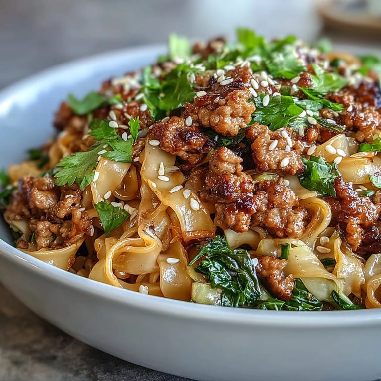 Frisch zubereitete Potsticker Noodle Bowls, aromatisiert mit Sojasoße, Ingwer und Knoblauch, belegt mit Kräutern.