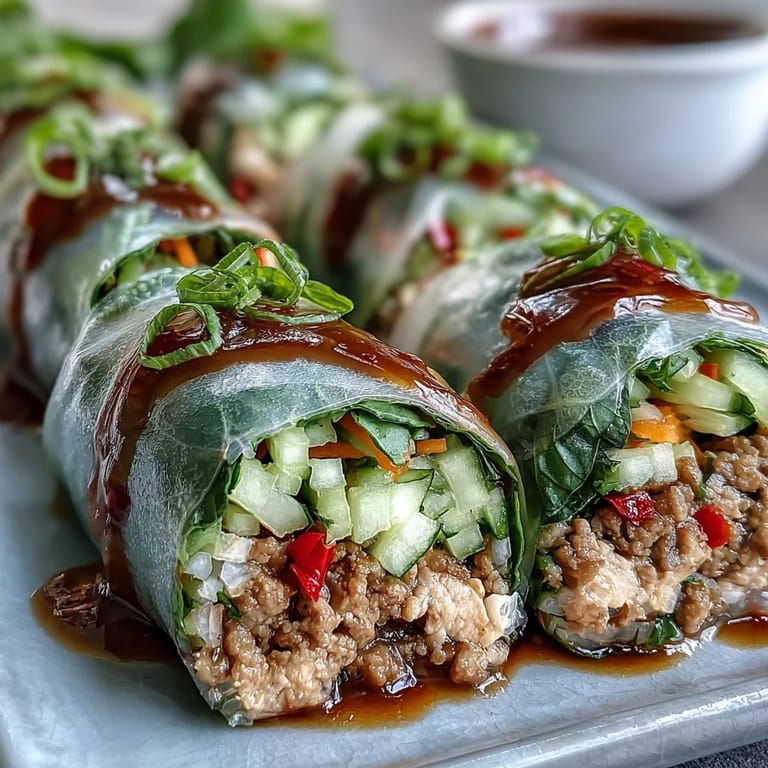 Tender ground beef stir-fried with Thai basil and chilies fills rice paper wraps alongside crunchy veggies for these Thai Basil Beef Rolls.
