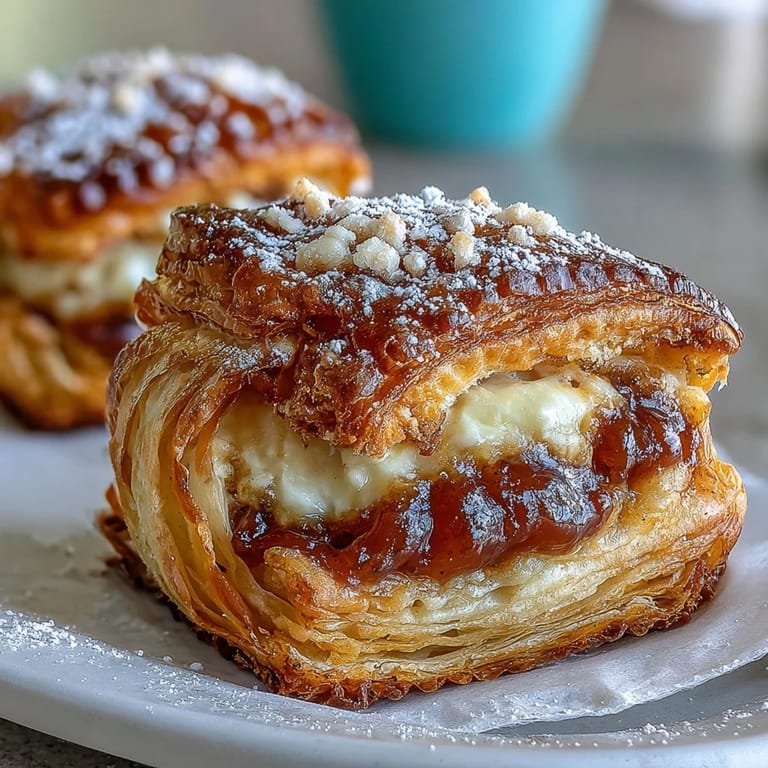 Frisch gebackene Guava Cheese Pastries mit cremigem Käse und rosafarbenem Guavafüllstoff
