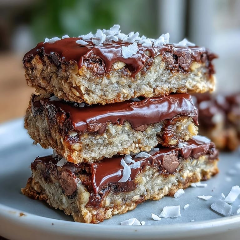 Freshly baked Chunky Monkey Protein Baked Oat Bars cooling on parchment, ready for grab-and-go meal prep snacks.